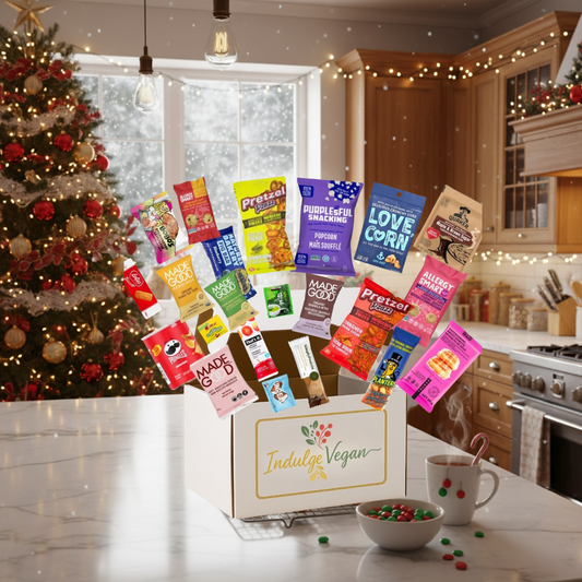 Indulge Vegan Christmas Gift Boxes – Joy & Celebration Editions | Plant-Based Snack Hampers | Festive Vegan Treats for Holidays